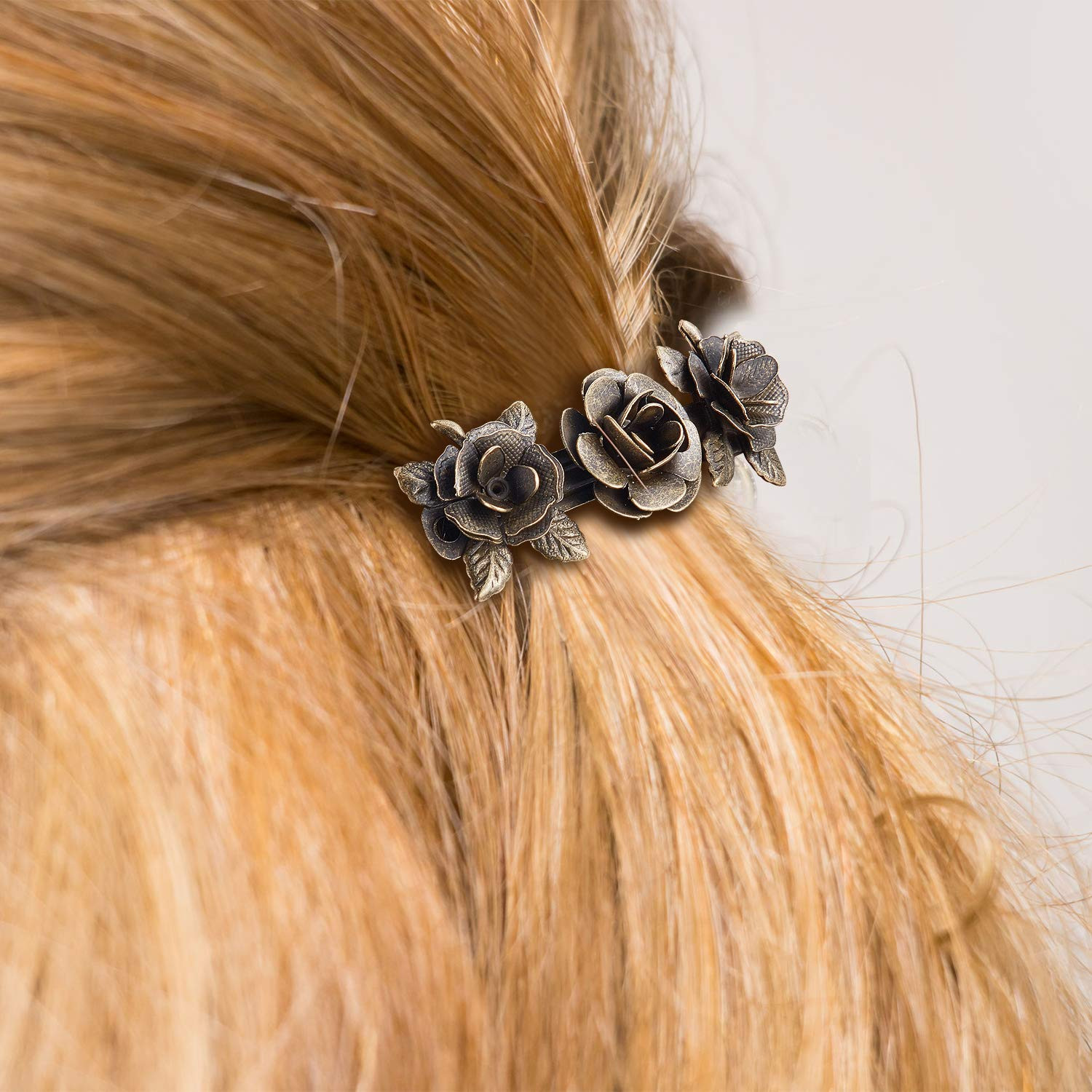 6 Pieces Vintage Hair Barrettes for Women Retro French Flower Hair Clips Metal B