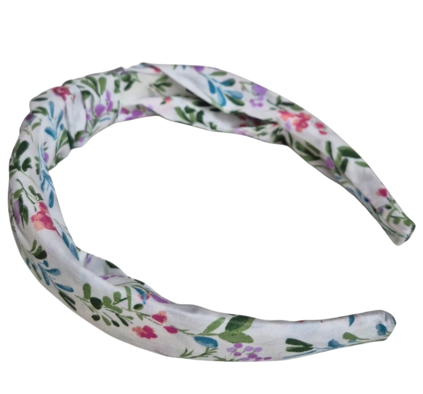J.Crew Factory Floral Printed Knot Headband Bright White Lilac Multi BS235 New