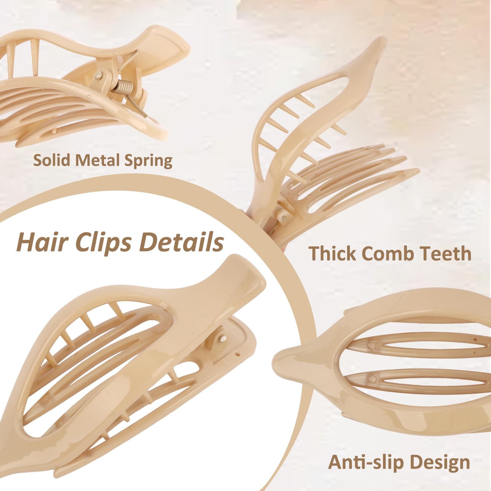 Esitrormi 6PCS Flat Claw Clips for Women 1 Count (Pack of 6), multiple colors
