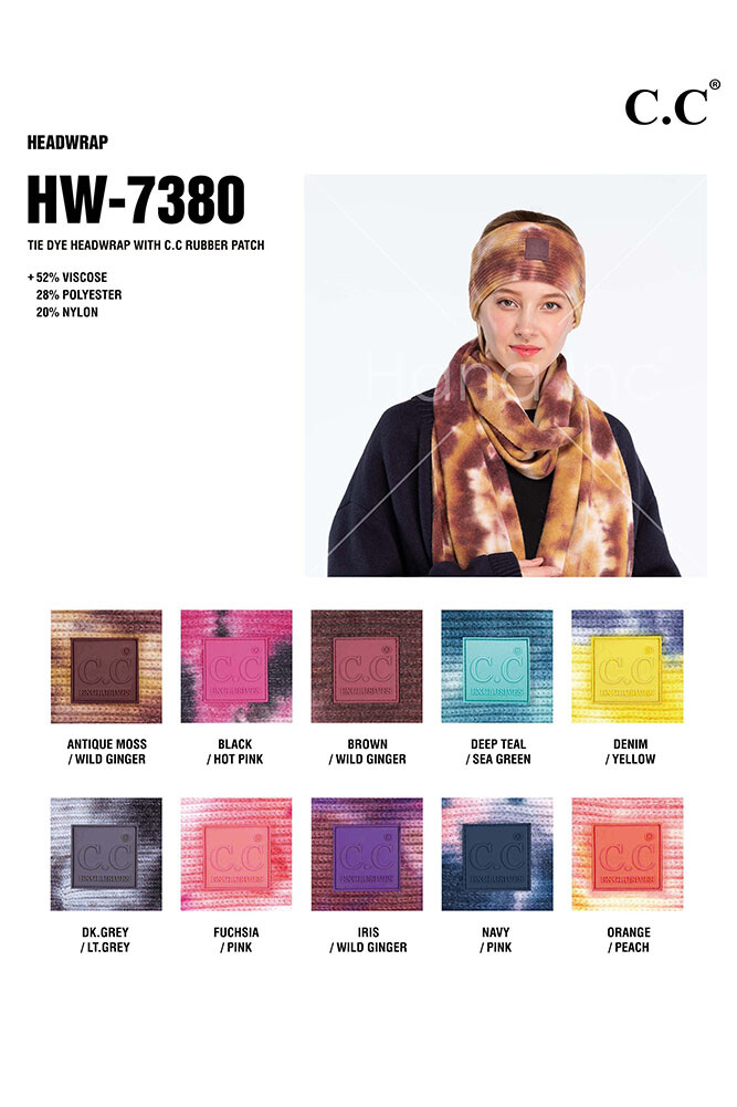 C.C Exclusive Women’s Tie Dye with Rubber Patch Winter Knit Headband Headwrap