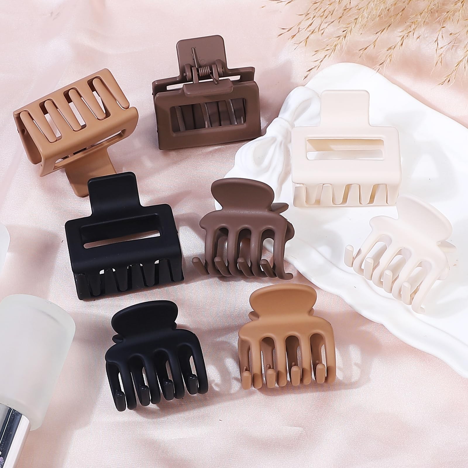 Medium Hair Clips Combination 2 Styles Small Claw Clips for Thin Hair 8 Pcs M…