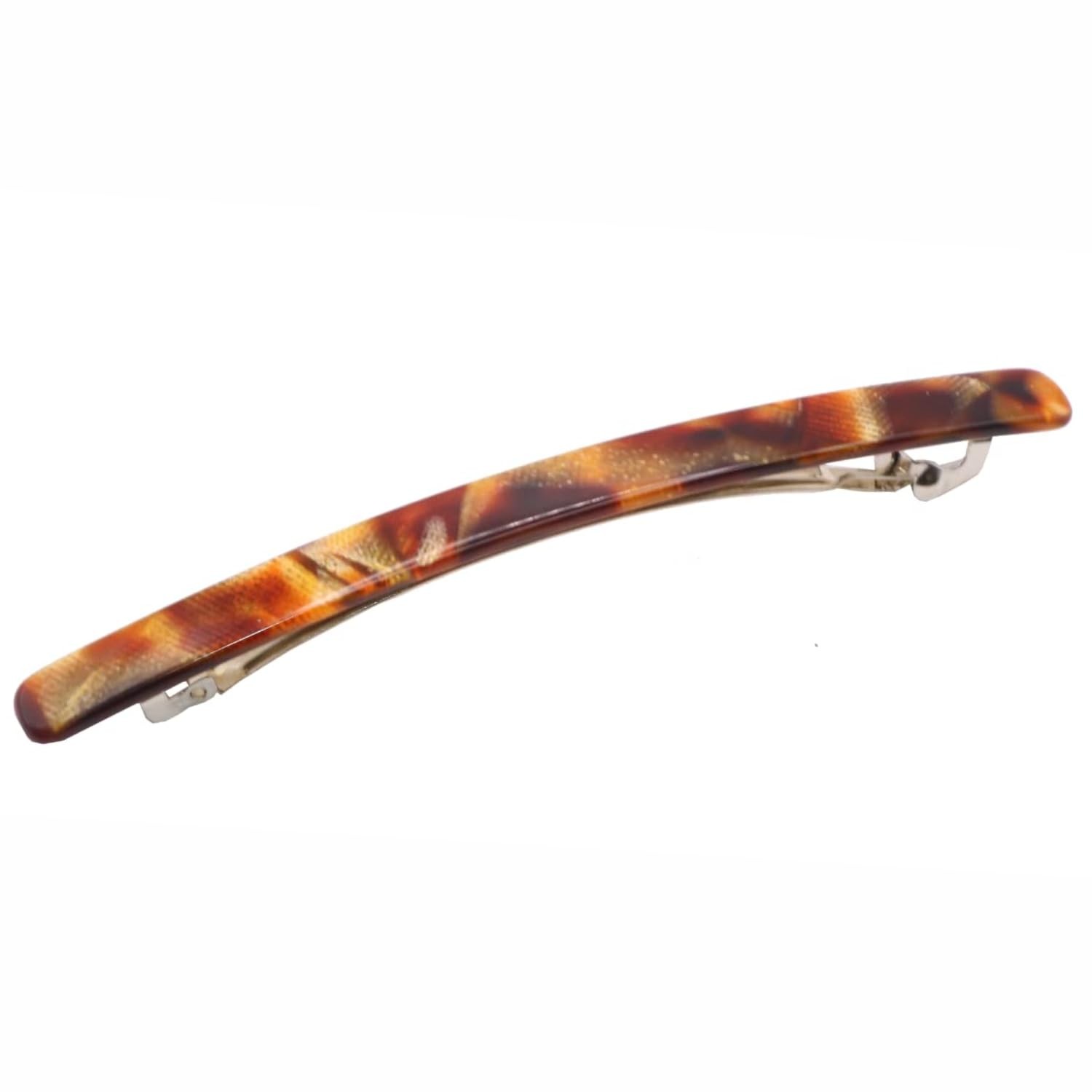 Long and Thin Caramel Large 4” Handmade Celluloid Automatic Sleek Hair Clip B…