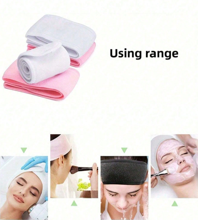 1pc Adjustable Non-Slip Spa Headband – Soft Wide Band for Makeup & Skincare – V2