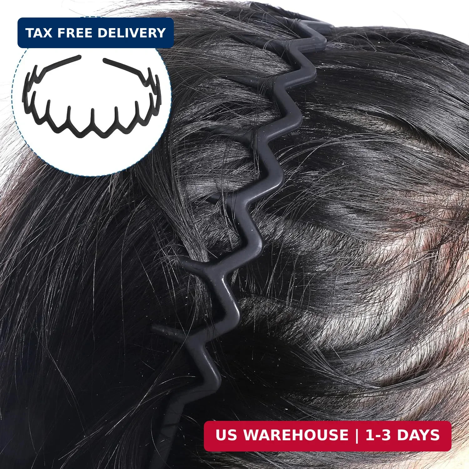 4 PCS Headband with Teeth, Zig Zag Headbands for Women Wavy Headband Black Fashi