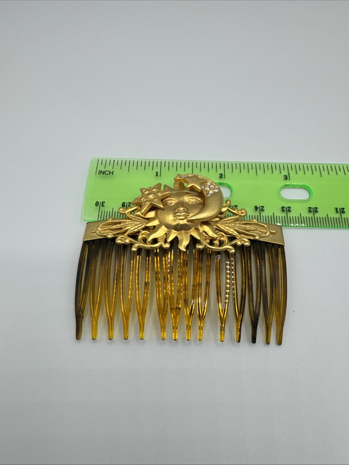 RARE Vintage Kirks Folly Gold Plated Celestial Hair Combs Sun Moon Star Design