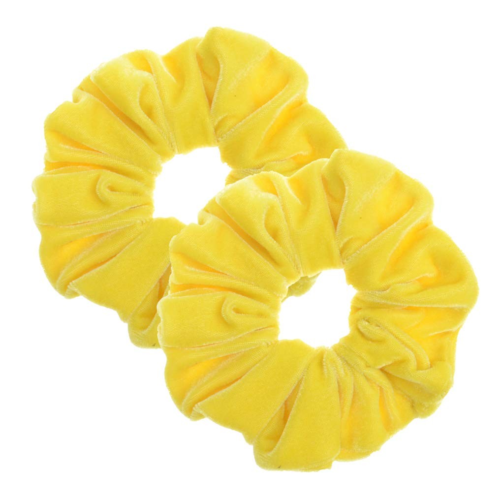 2 Pcs Yellow Color Large Size Scrunchies for Women Hair Elastic Bands 2