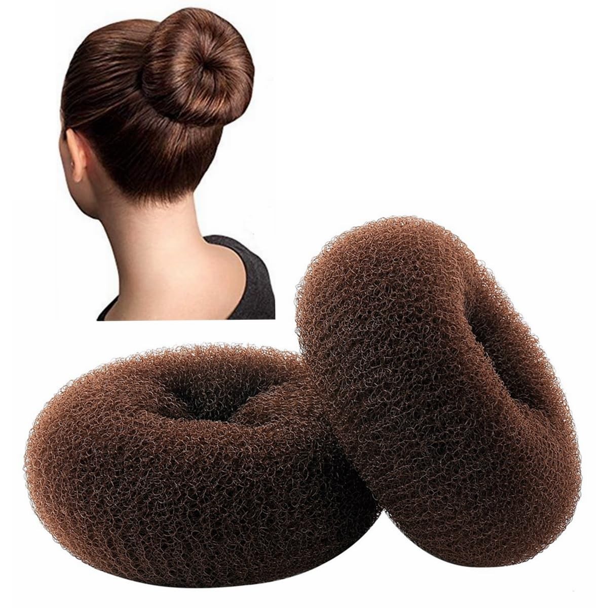 ClothoBeauty Extra Large Ring Style Bun Shaper for 2 Count (Pack of 1), Brown