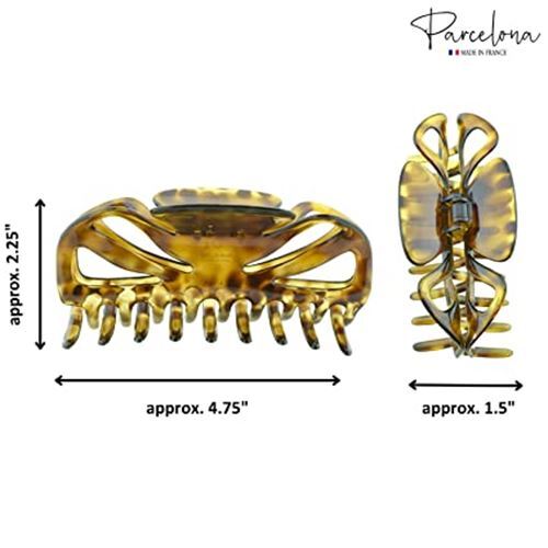 Parcelona French Glossy Belle Large Celluloid Hair Claw for Women