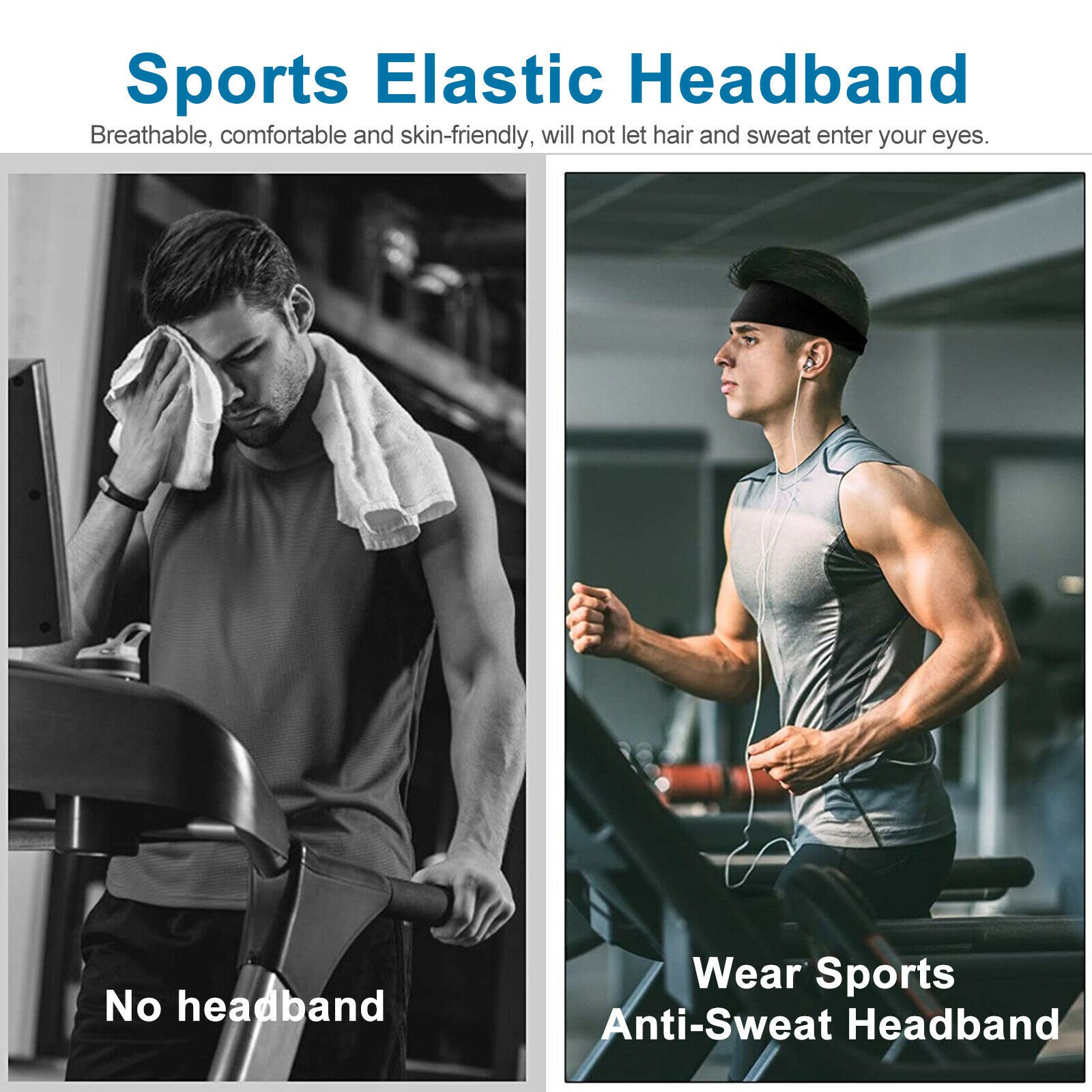Moisture Wicking Sweatband Sports Headband Fitness Yoga Hairband Gym Head Band