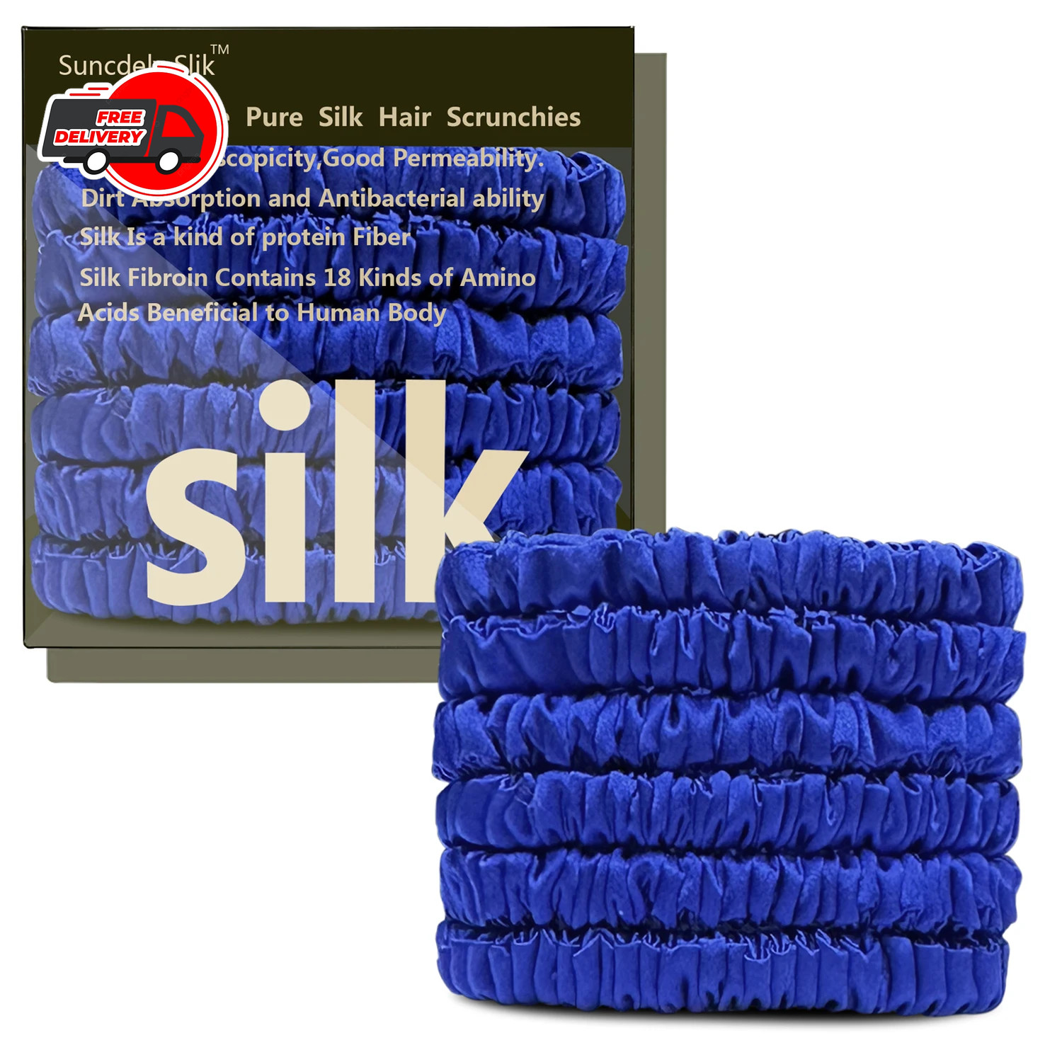 Anti Slip Scrunchies Pure Mulberry Silk Handmade Solid Color Women Hair