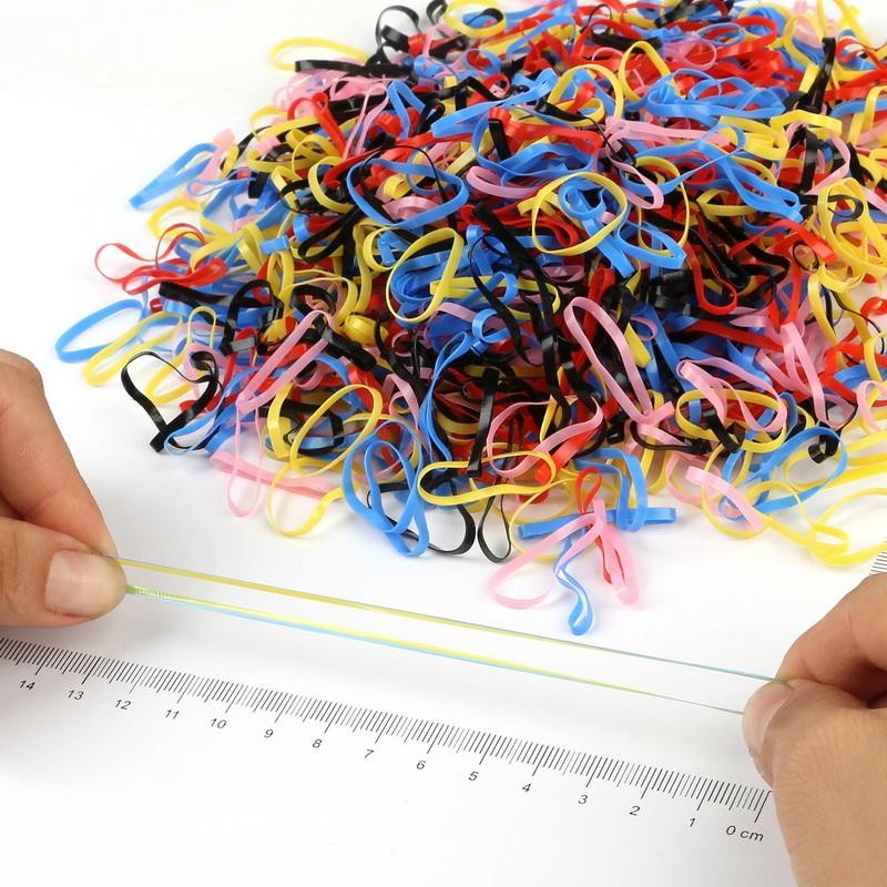 1000 Strong Elastic Rubber Bands Assorted Colours Sizes Home, School and Office