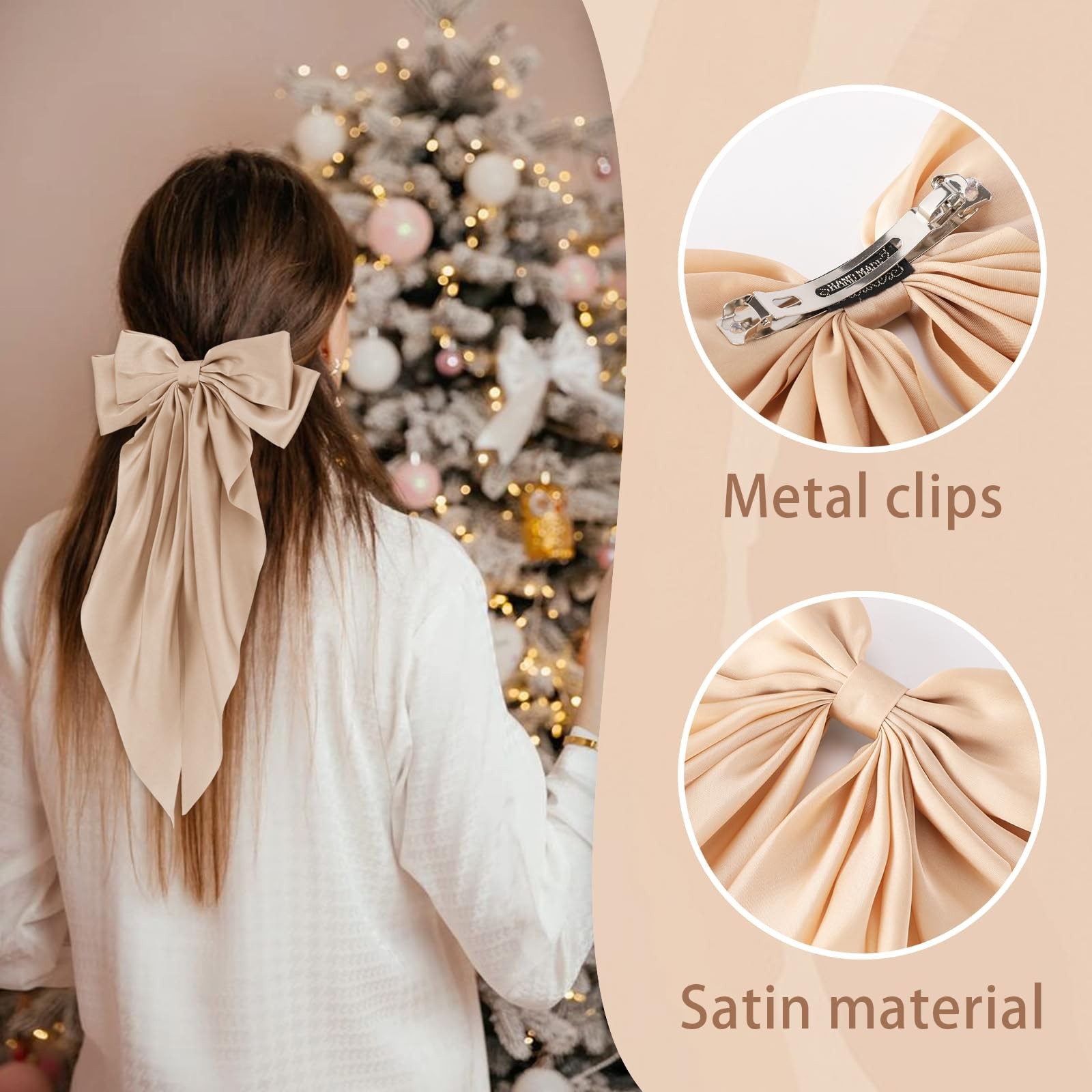 6 PCS Oversized Hair Bows, Big Bows for Girls and Women, Hair Ribbons