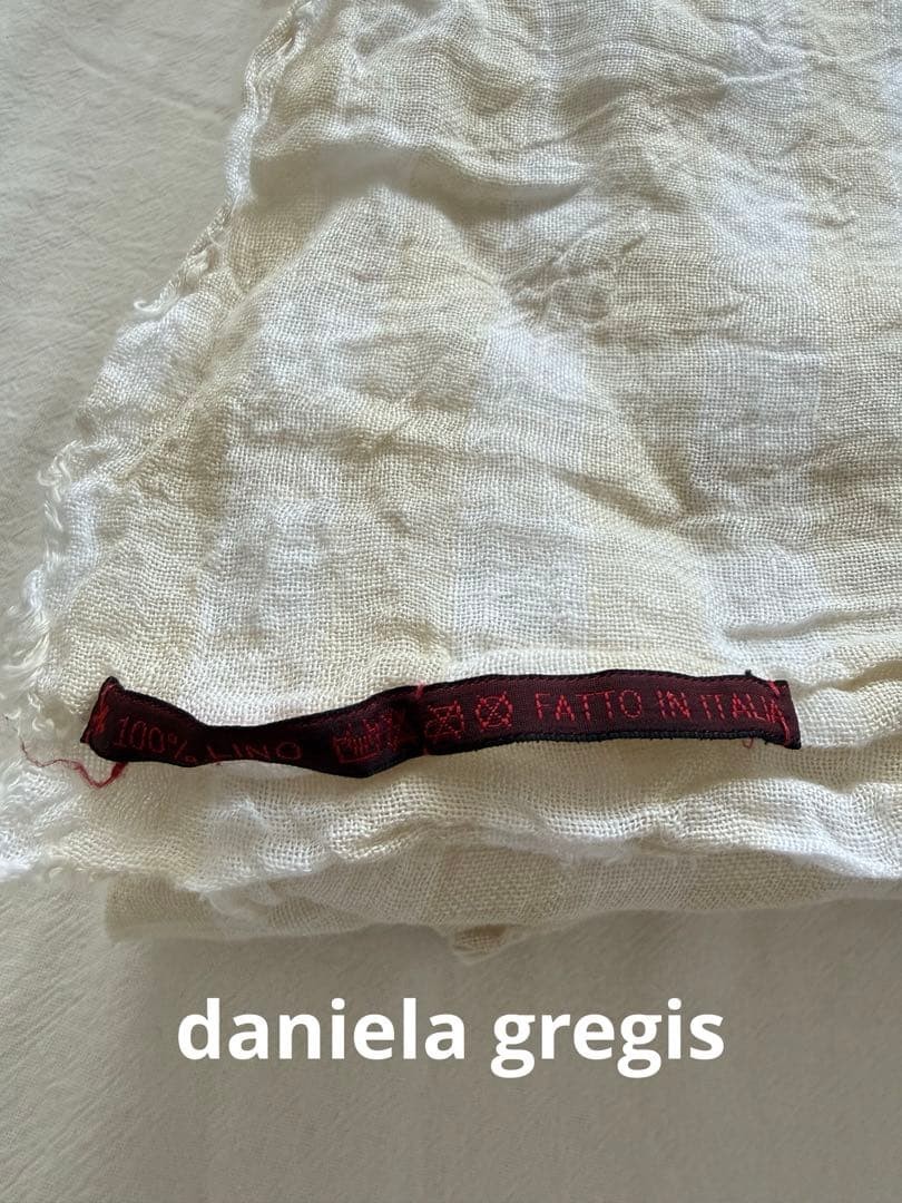 Daniela Gregis Linen Patchwork Stole White Check 140cm x 140cm