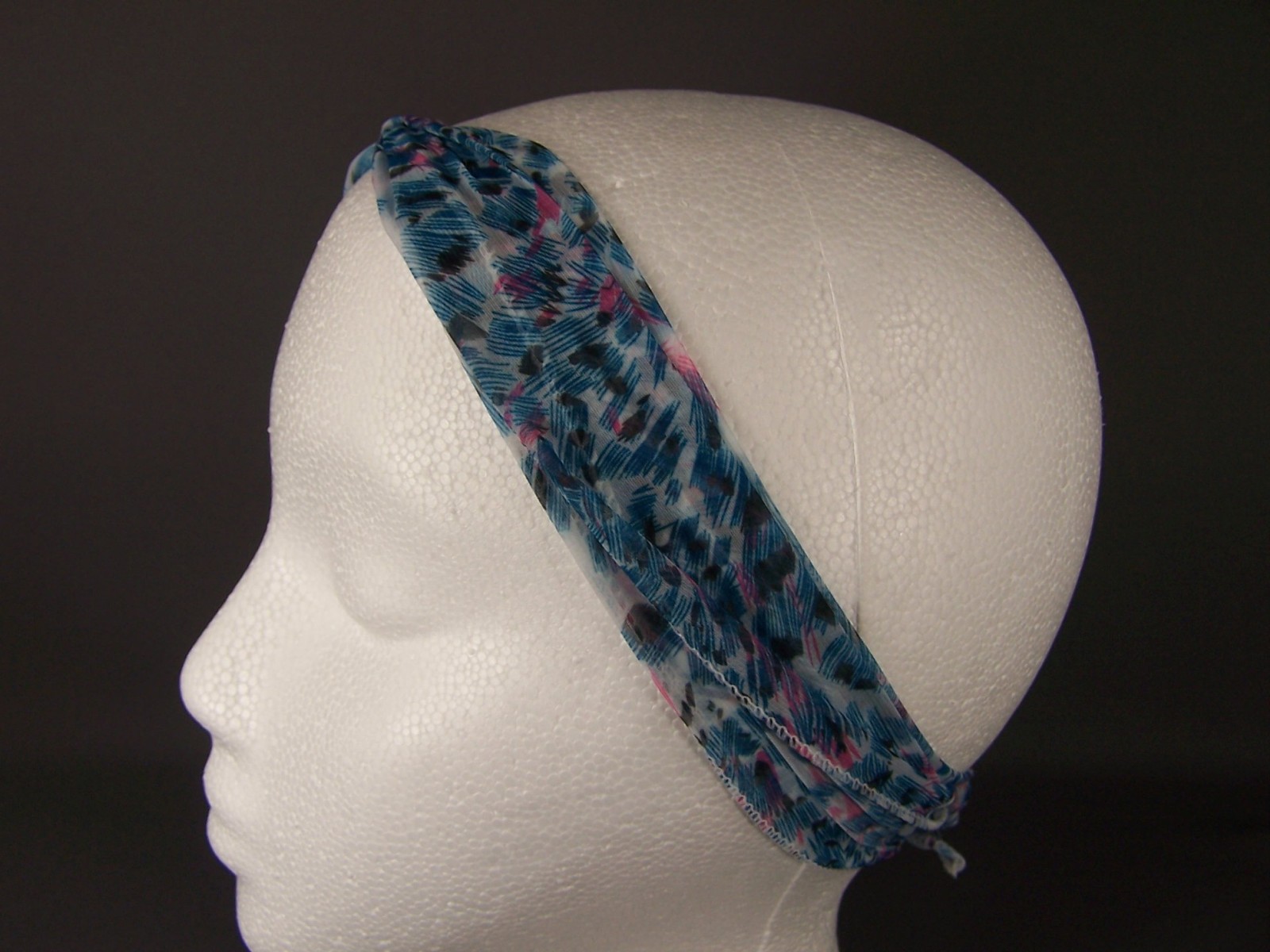Teal Aqua Pink White Black long tie wrap turban twist fabric headband head scarf