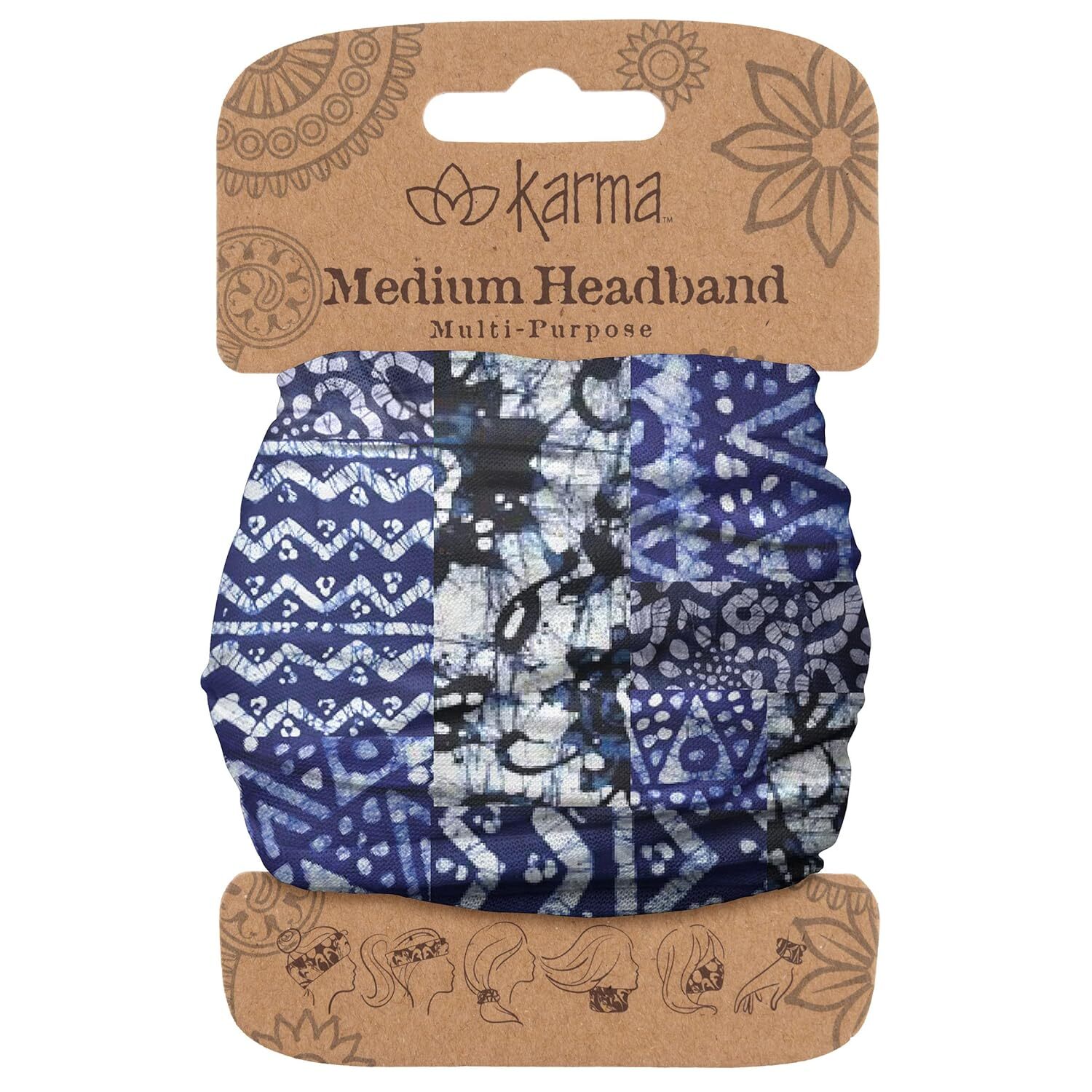 Karma Gifts Half Headband, Indigo Patchwork