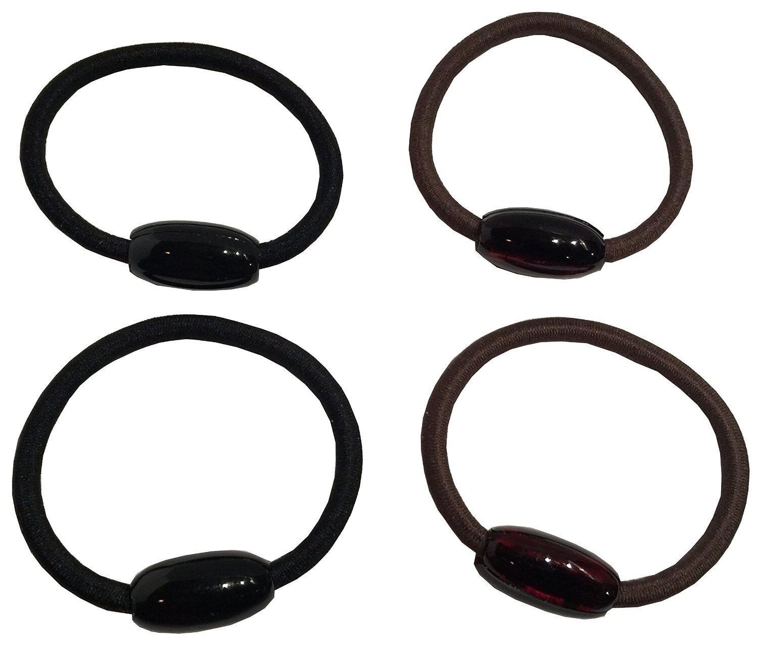 Parcelona French Barrel Brown Shell N Black Pony Holder Hair Elastic Bands