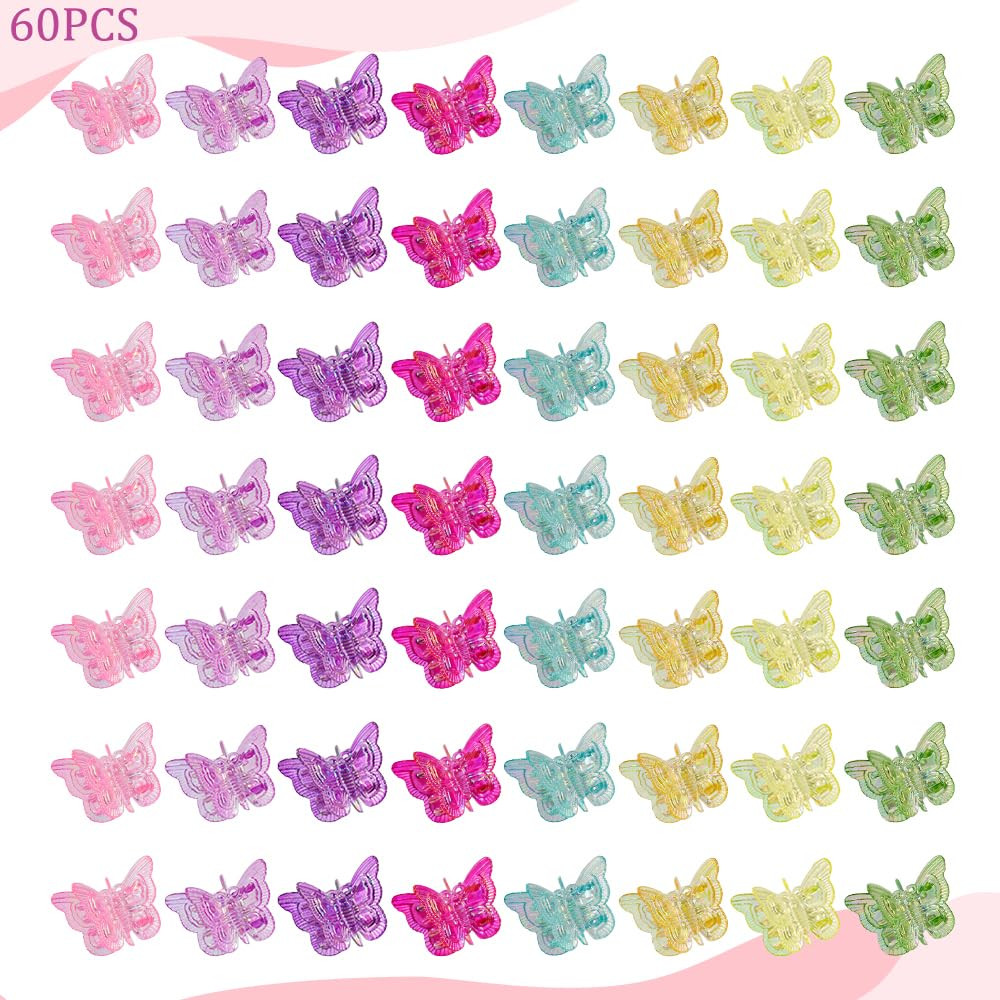60PCS Mini Butterfly Hair Clips for Hair with Box Glitter 90s Y2k Hair Accessori