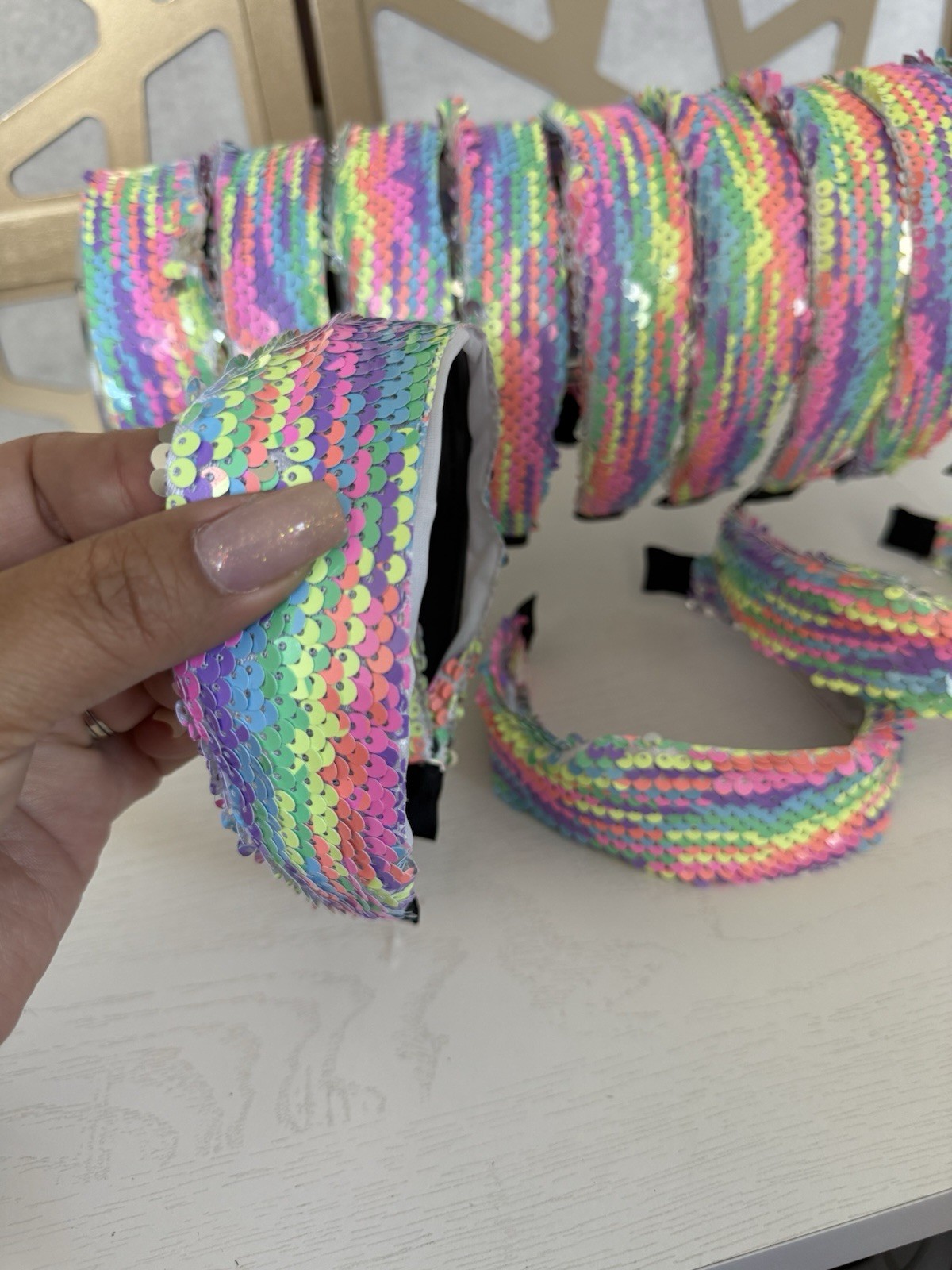 12 PCS LOT Wholesale Sequin Mermaid Headbands Women Girls Rainbow Party Favors