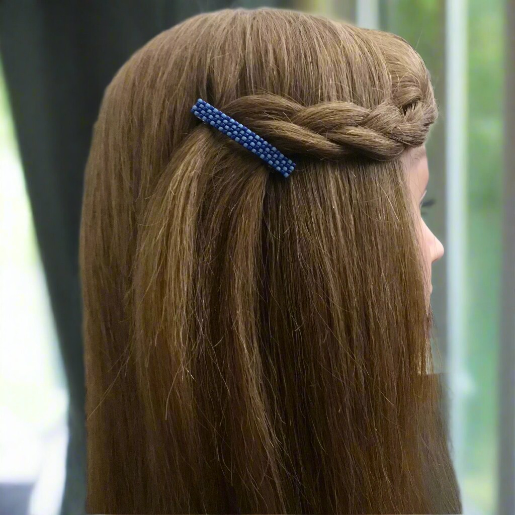 Blue Mix Small French Style Barrettes, Multi Color, 50mm