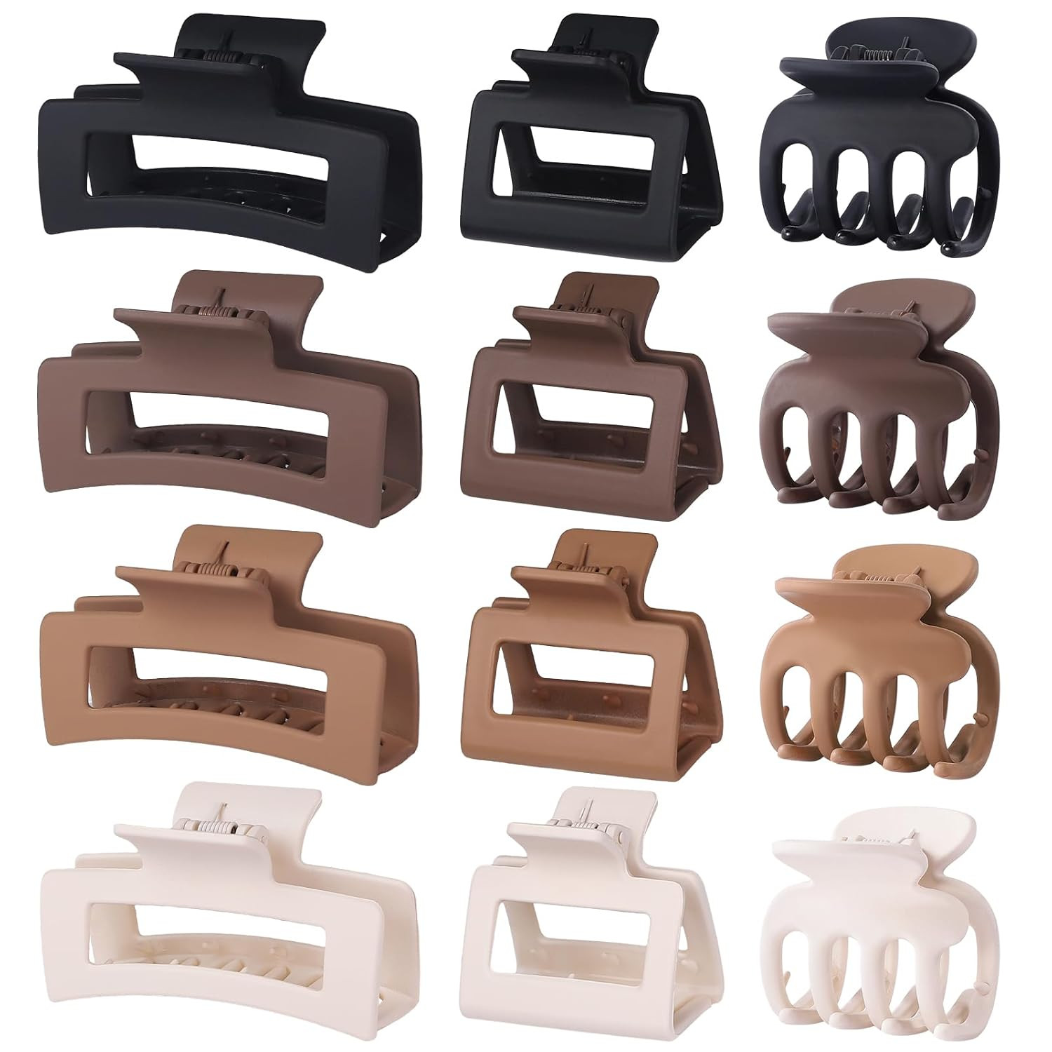 12 Pcs Hair Claw Clips for Women & Girls 3 Styles Hair Accessories | Durable & S