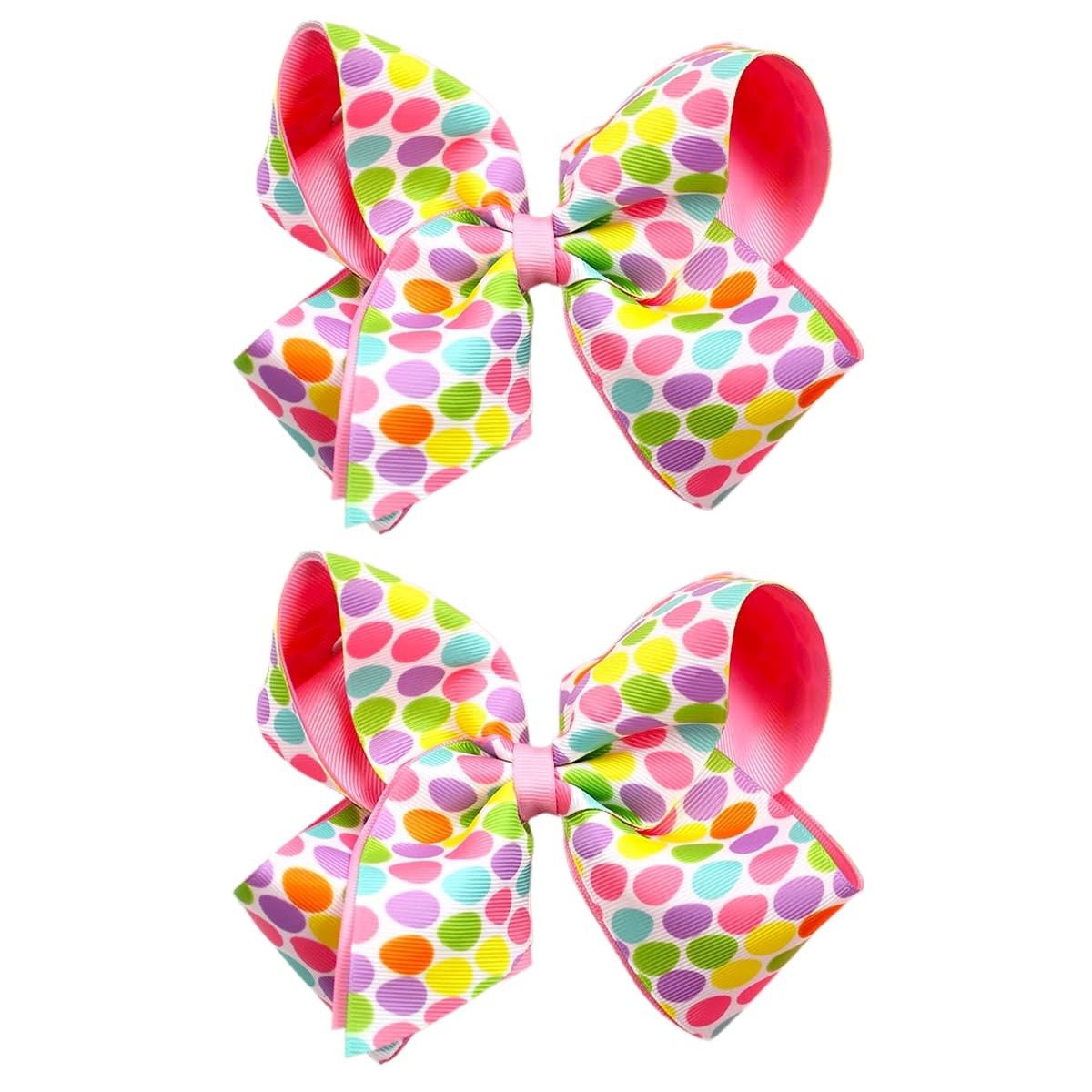 Easter Eggs Hair Bow Clips, 4.5 IN 2-Layer Hair Bows for Girls Grosgrain Ribb…