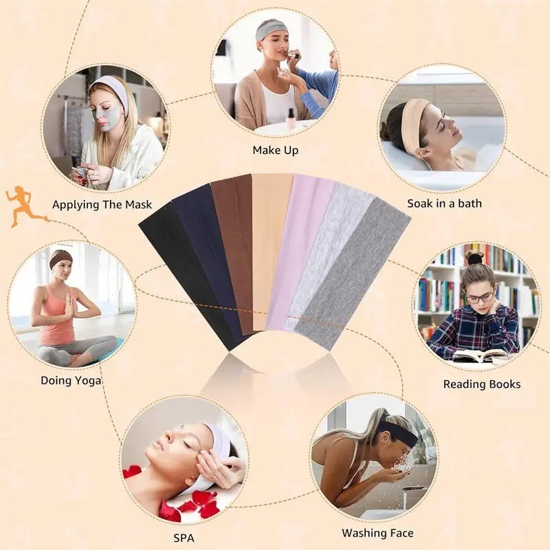 7PCS Elastic Sports Headbands Women Stretch Yoga Running Sweatbands