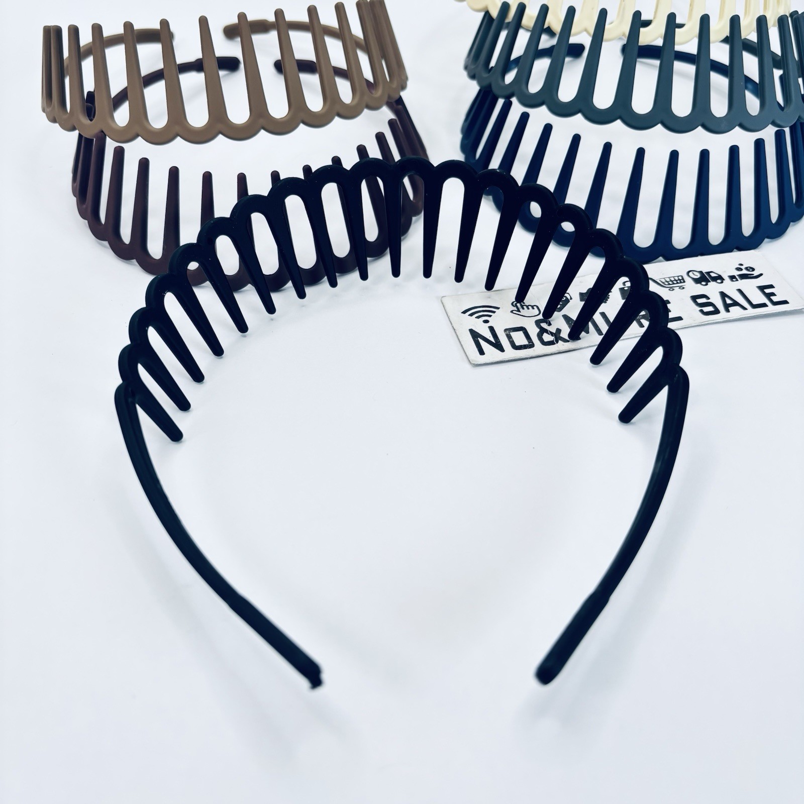 Black Brown Geometric Zigzag Headband – Plastic Hair Accessory for Women