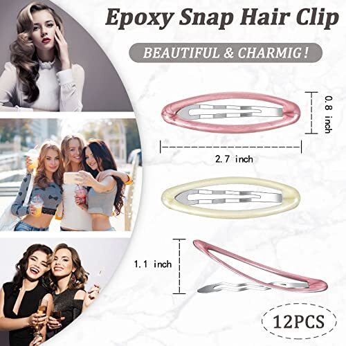 12 Pcs Oval 2.8 In Tortoise Metal Hair Clips for Women Ellipse Non Vivid Style