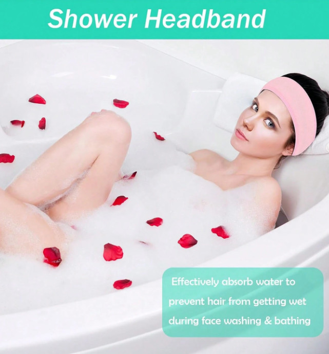 1pc Adjustable Non-Slip Spa Headband – Soft Wide Band for Makeup & Skincare – V2