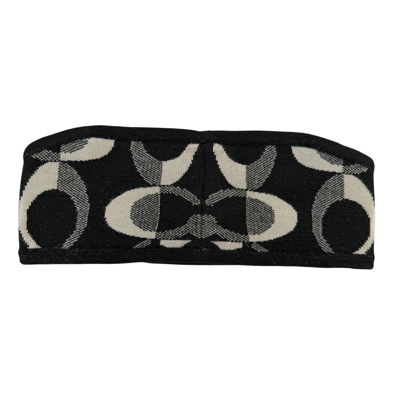Coach Signature C Logo Knit Headband Ear Warmer Black Grey Winter Accessory