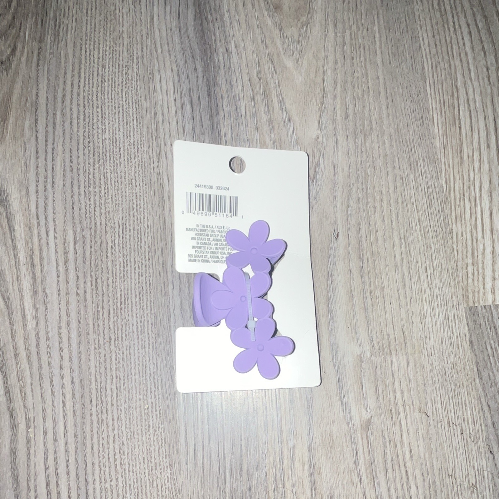 Purple Flower Floral Plastic Hair Claw Clip for Women & Teens