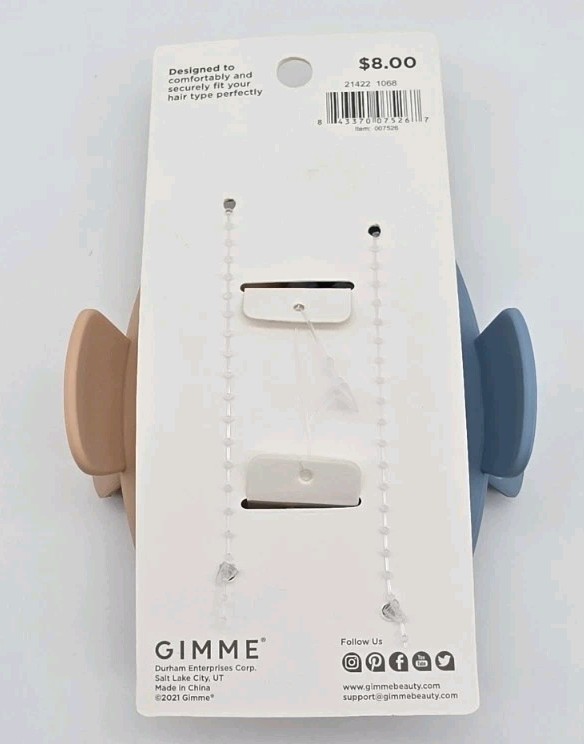 Gimme Beauty Thick Hair Claw Clip 2pc Set Tan & Blue