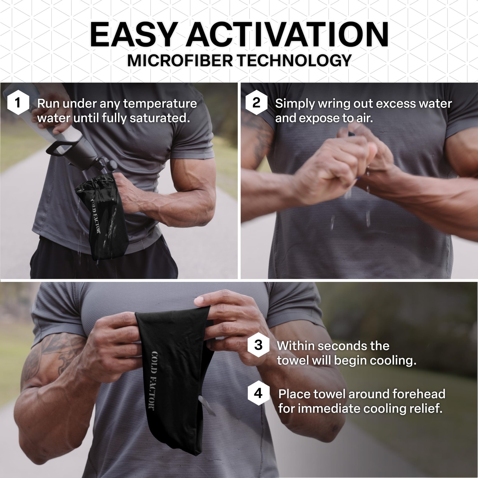 Instant Cooling Headband 3 Pack (Black) | Advanced Chemical-Free Evaporative …