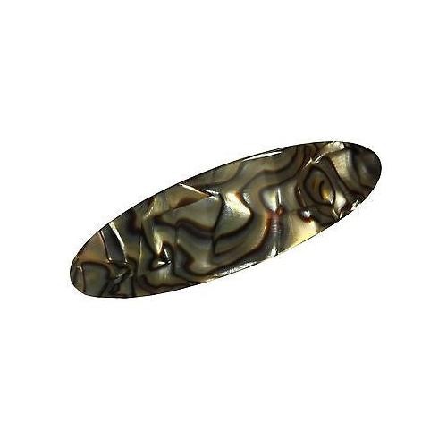 French Amie Medium Classic Slim Oval Celluloid Handmade Onyx Hair Clip Barrette