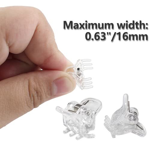 BokWin 24 Pcs Mini Claw Hair Clips,10mm/0.39 Inch Plastic Hair Claw Clear