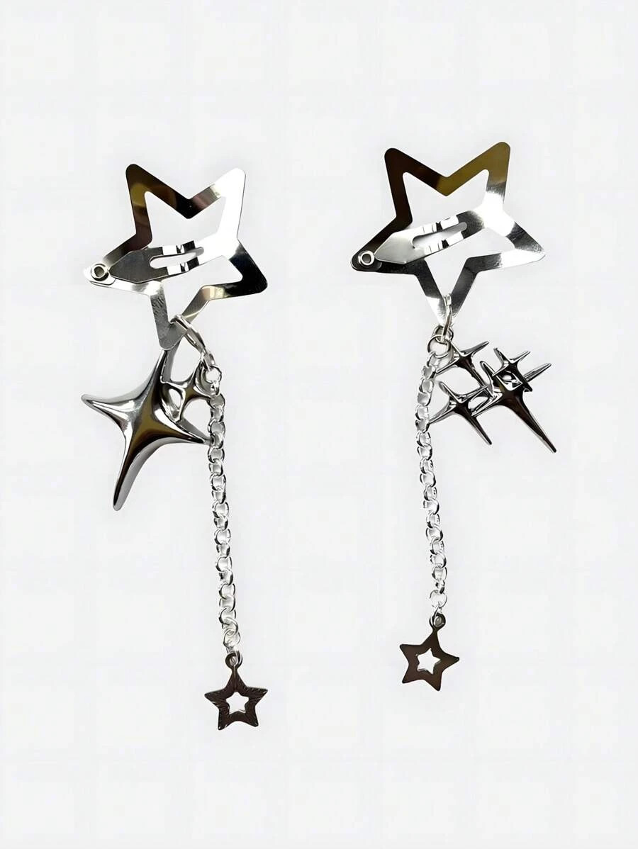 1 pair Y2K Star Hair Clips Grunge Punk Pair Women Accessories