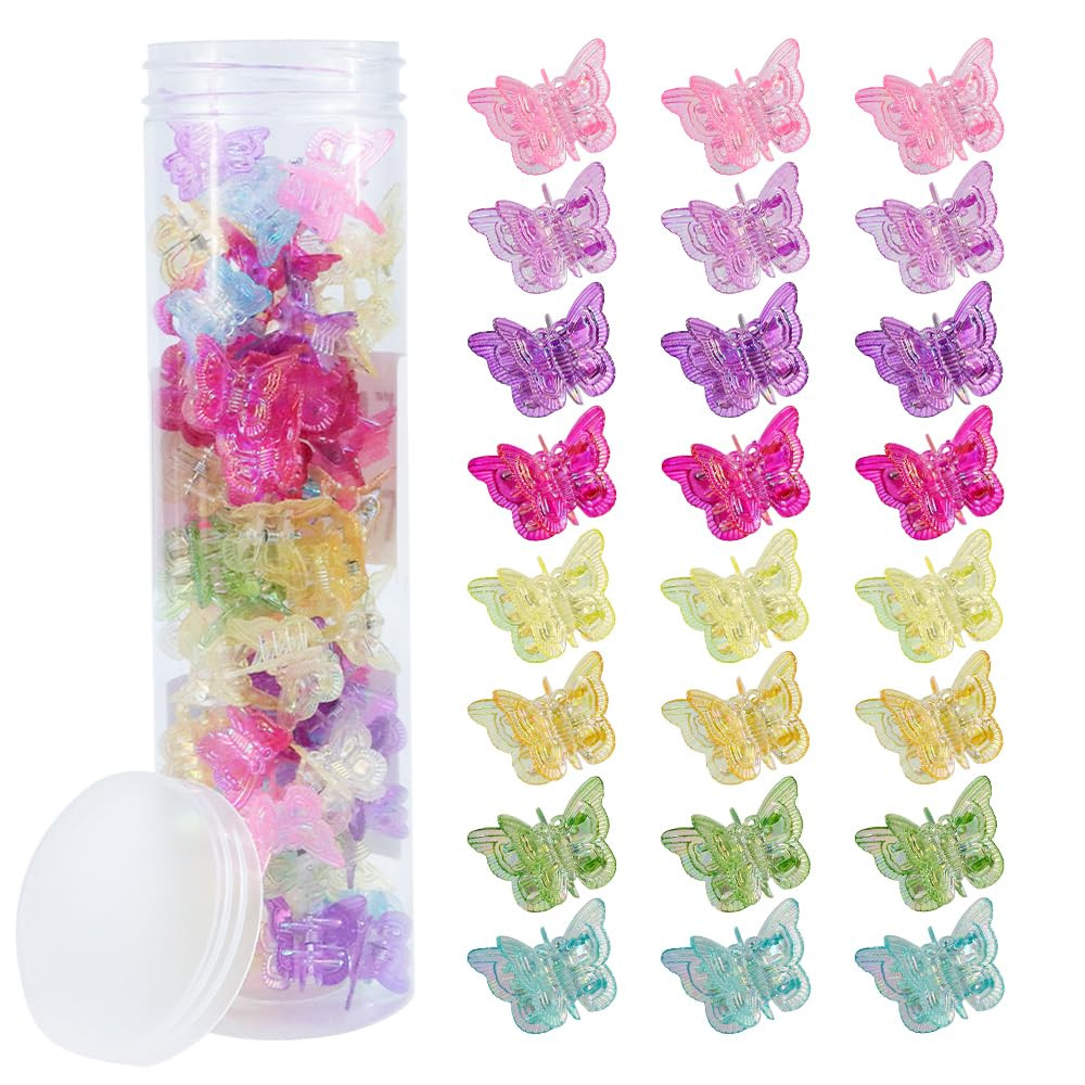 60PCS Mini Butterfly Hair Clips for Hair with Box Glitter 90s Y2k Hair Accessori