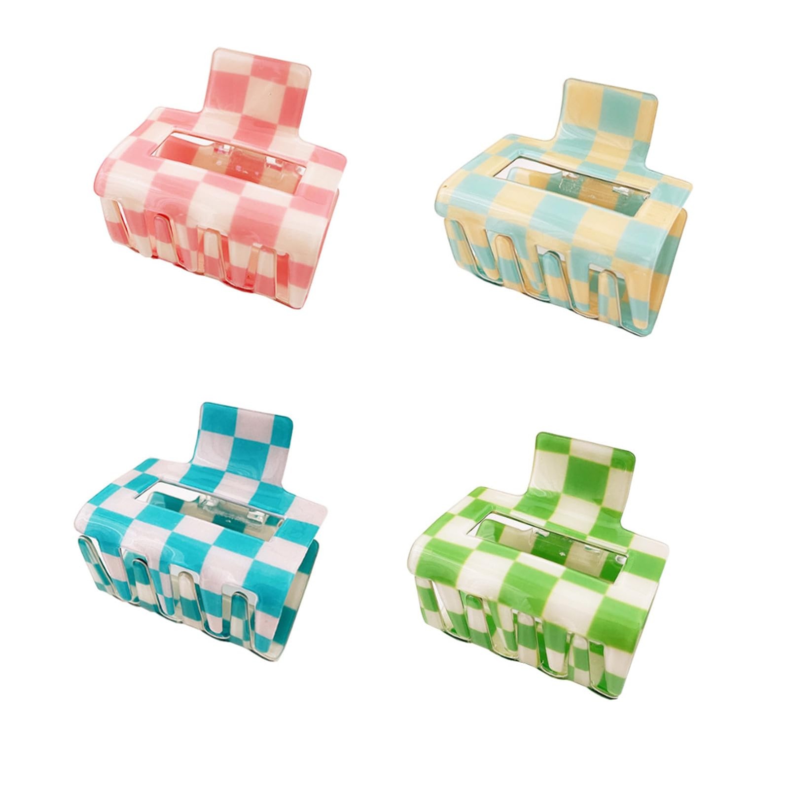 4 Pack Checkered Hair Claw Clips, BetterJonny 1 Count (Pack of 4), Multicolor
