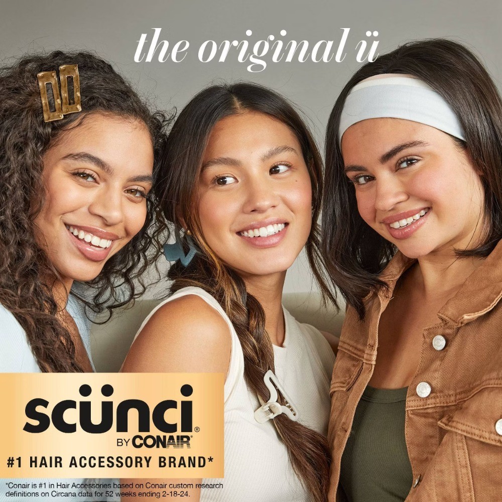 scünci No Damage Stretch Fabric Headbands – Black/White/Grays – All Hair