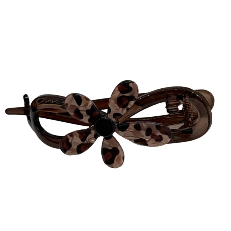 Women Leopard Pattern Hair Claw Clip Gentle Secure Hair Grip Ponytail Holder