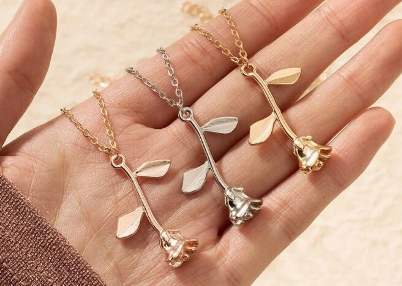 Rose Necklace ( Silver, Gold and Rose Gold ) 