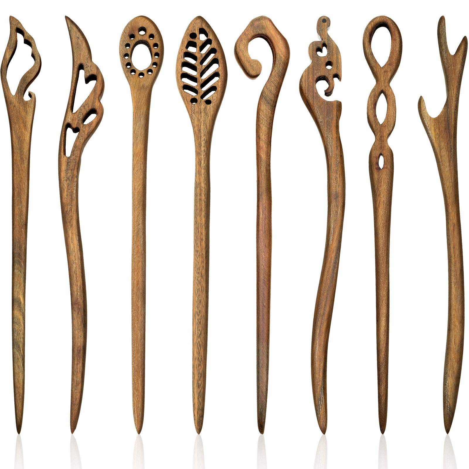 8 Wooden Hair Sticks for Women – Japanese Chopsticks, Bun Maker, Handmade Hairpi