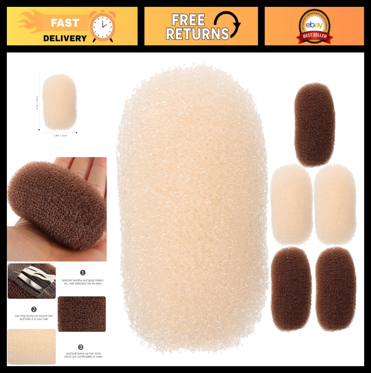 Hair Volumizing Inserts & Clips – 12Pcs Bump Up Sponges, Comb & Bases for Updos
