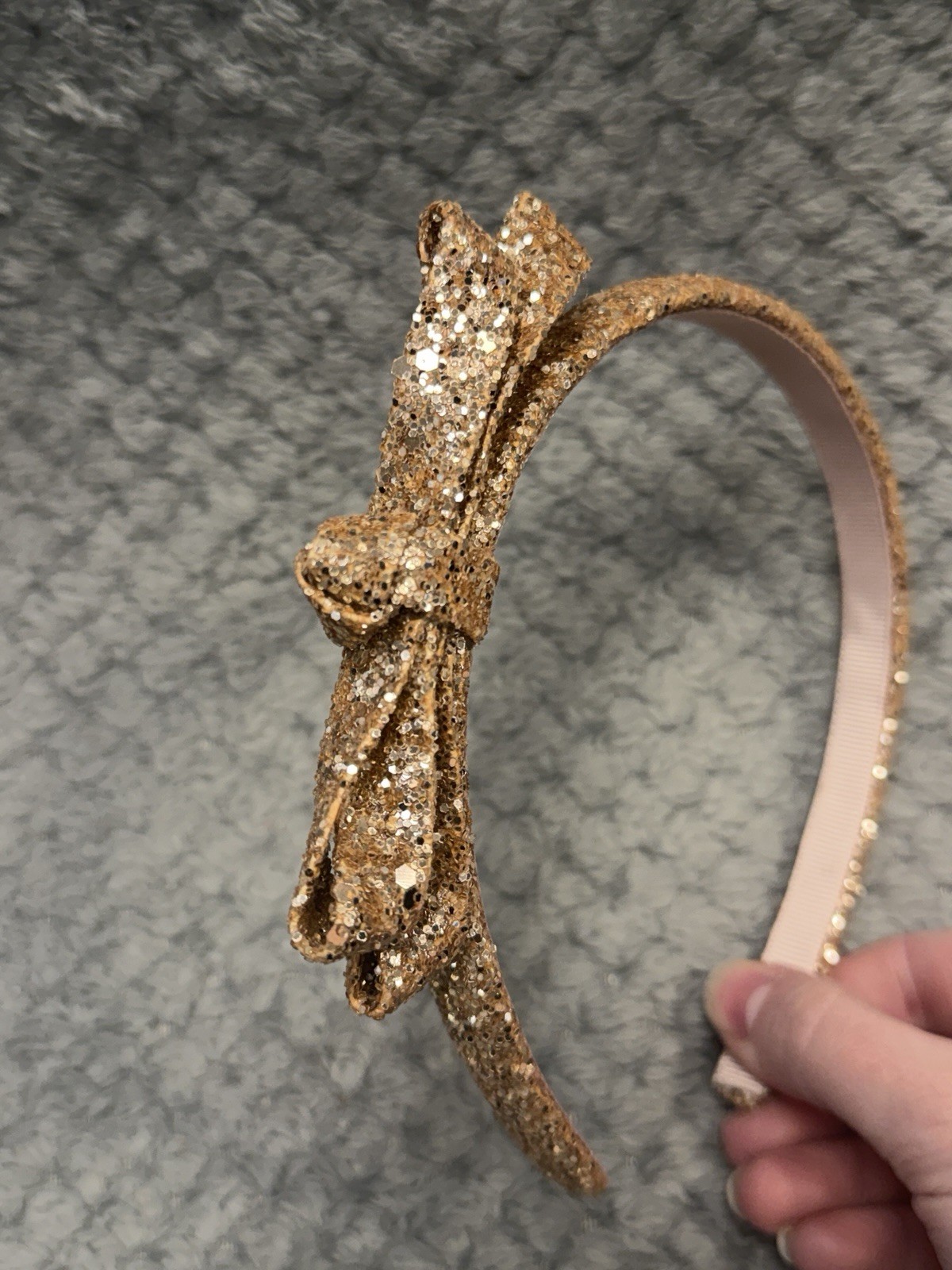 Glitter Rose Gold Bow Headband for Girls Hair Accessory Casual Formal unbranded