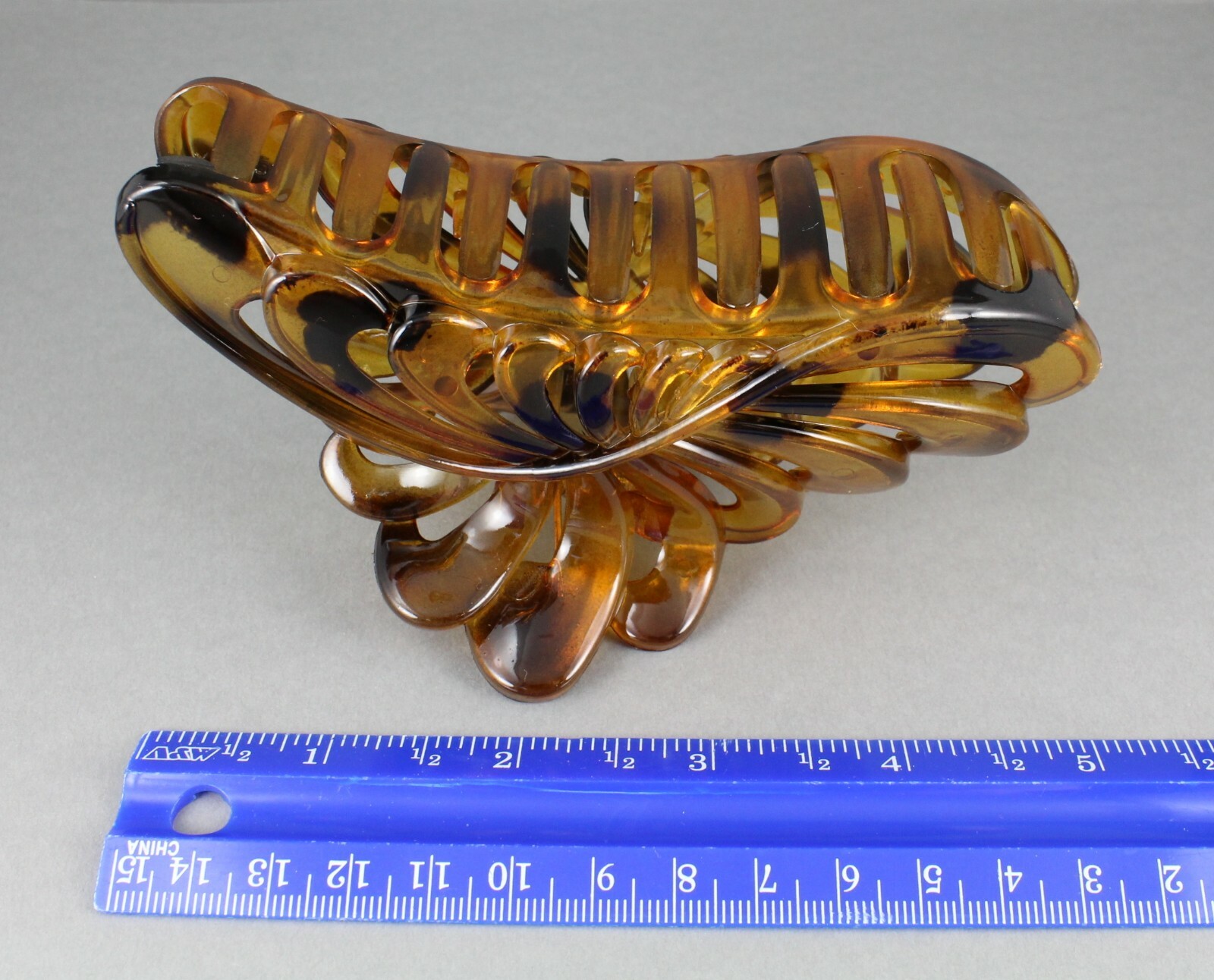 Brown Dk Brown plastic 4.75″ long barrette Big Huge hair clip claw clamp cutout