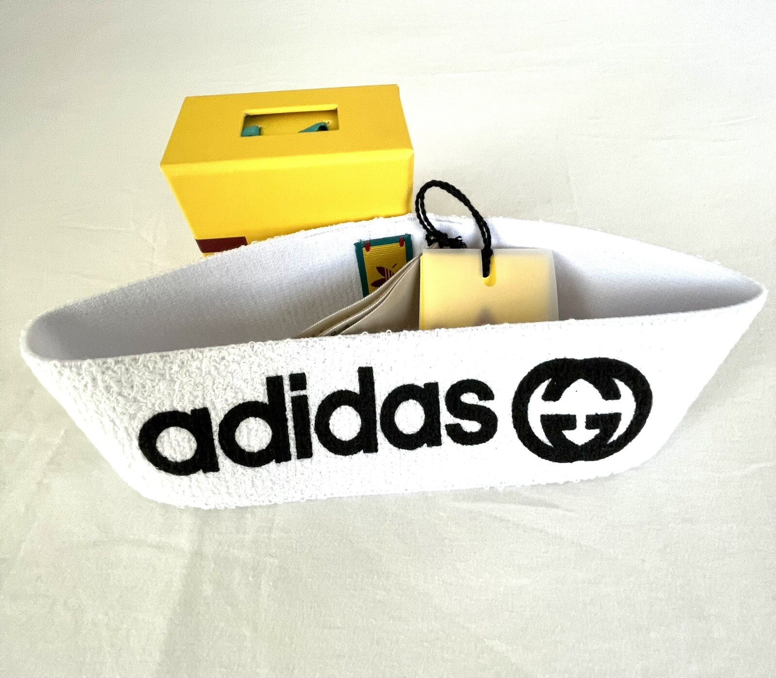 GUCCI X Adidas Sporty White / Black Printed Headband Size Medium