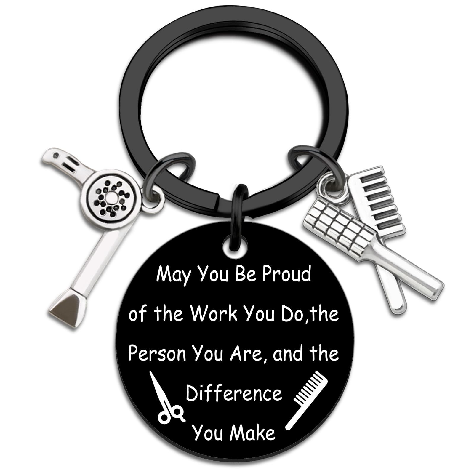 Hairdresser Gifts For Women Men Hair Stylist Keychain Small, Black