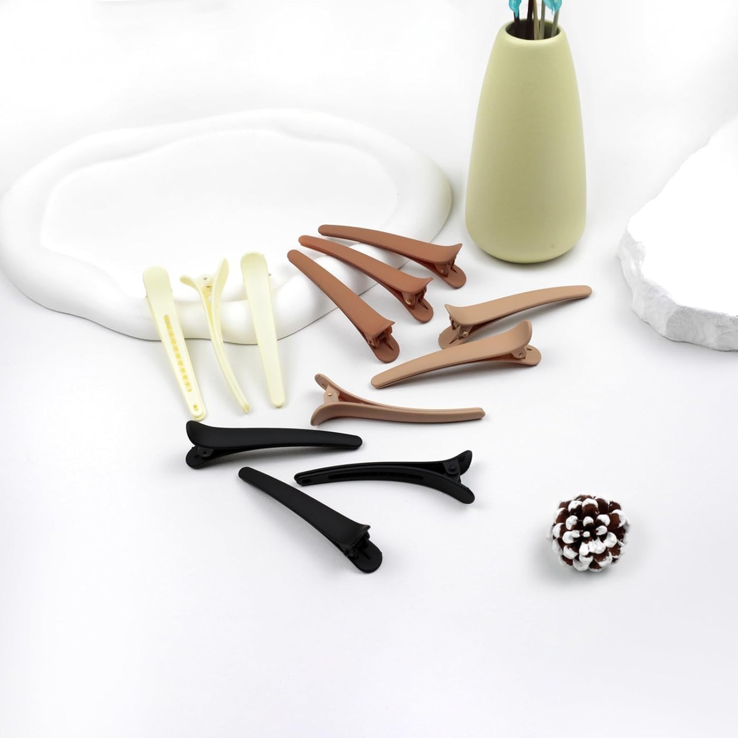 Hair Clips for Styling, 12 Pcs Non-Slip Colorful Plastic Duckbill Alligator Hai