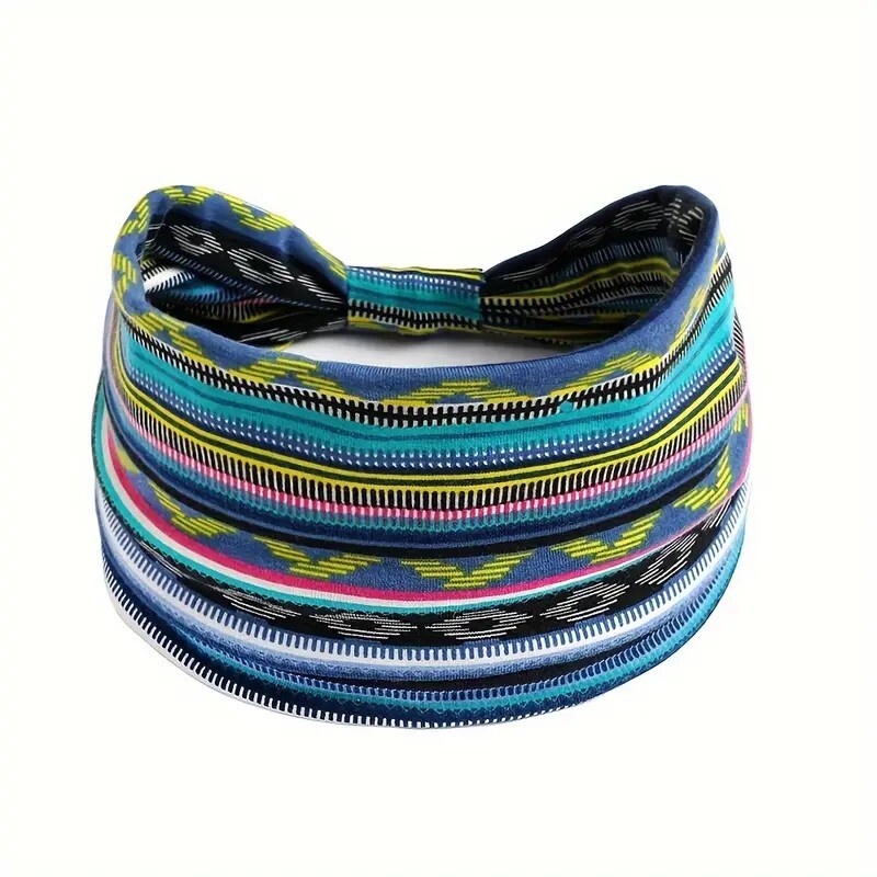 Aztec Bandana Print Boho Headband Yoga Sweatband Hairband Wrap Stretchable