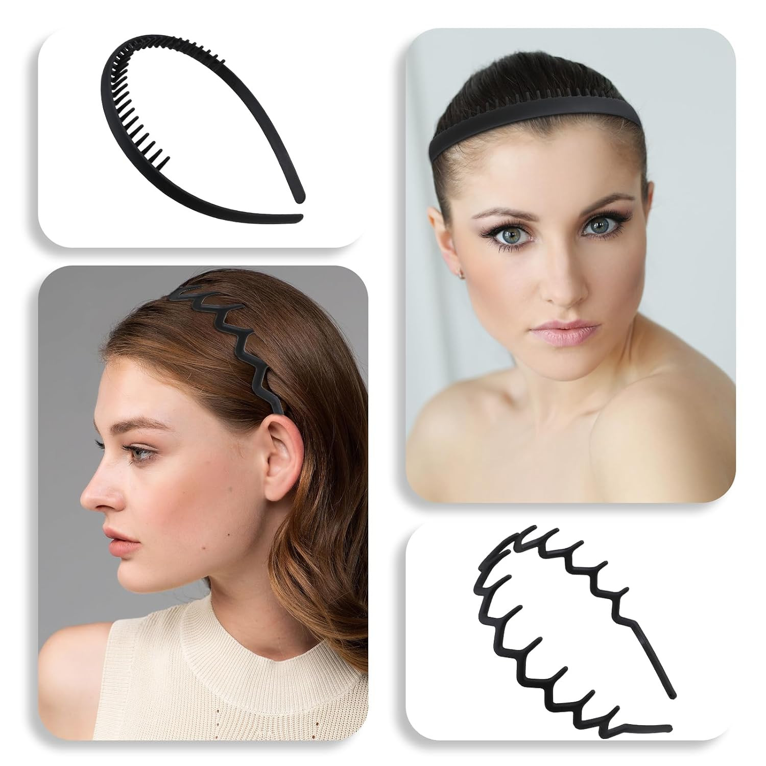 WLLHYF 3 Pieces Sharks Tooth Hair Comb Plastic Non Slip Headband Wavy Teeth Hair